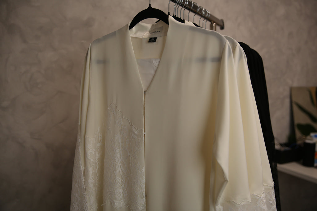 Ivory Lace Abaya with Matching Hijab