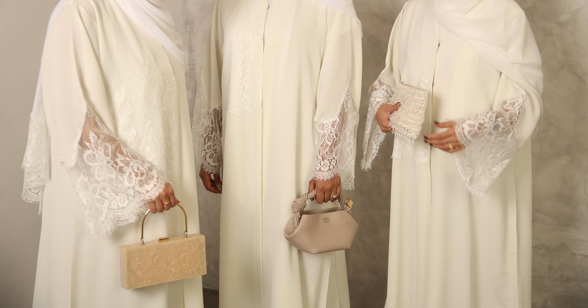 Ivory Lace Abaya with Matching Hijab