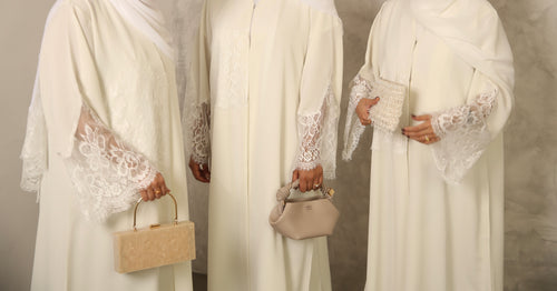 Ivory Lace Abaya with Matching Hijab